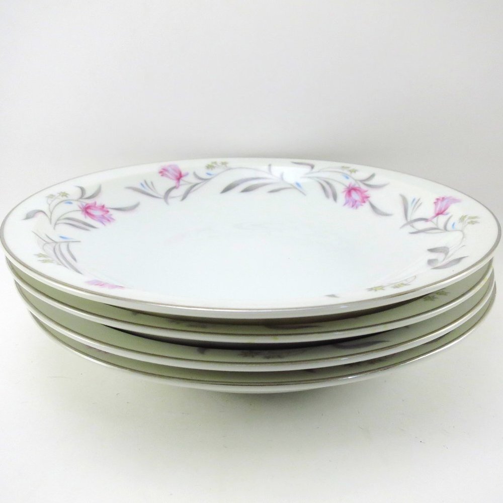 Set of 4 Meito MERINO Rim Soup Bowls 7 3/4 Inch Japan Porcelain China